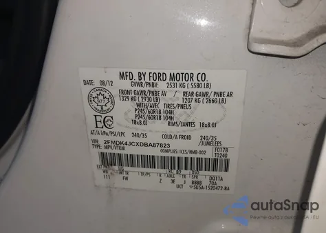 2013 Ford Edge Sel из США, поврежденный, VIN 2FMDK4JCXDBA87823